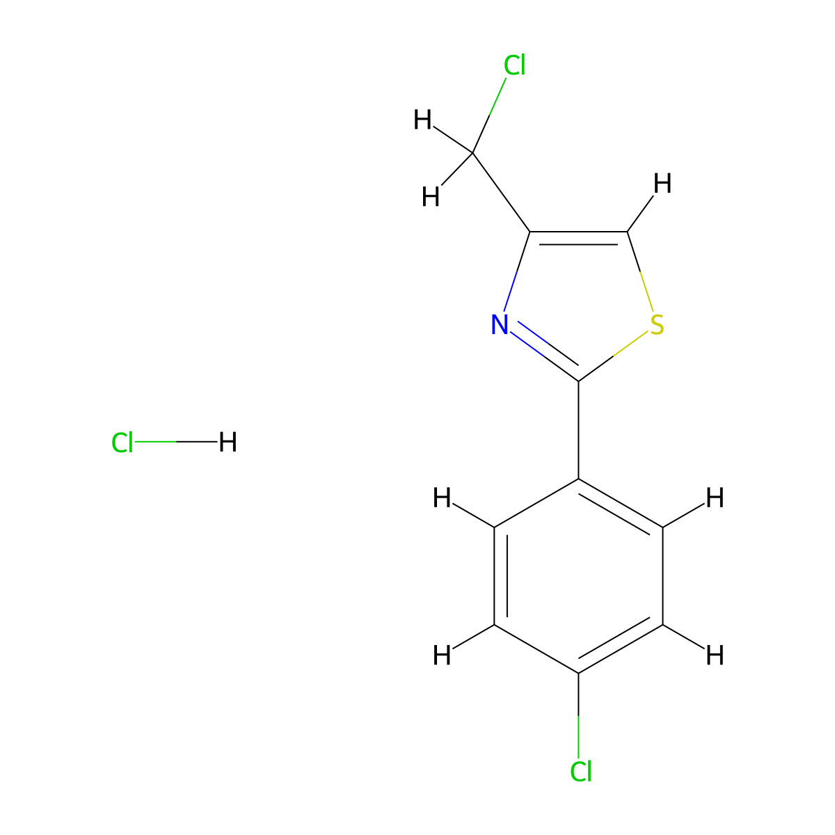 4-(Chloromethyl)-2-(4-chlorophenyl)-1,3-thiazole hydrochloride molecular structure, CAS 1171737-01-1