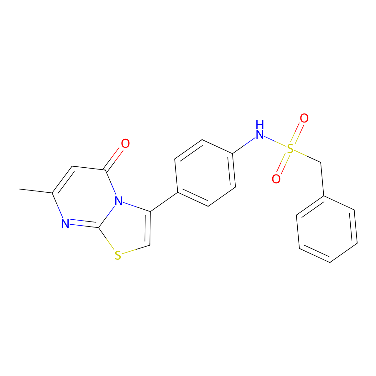 N-(4-(7-methyl-5-oxo-5H-thiazolo[3,2-a]pyrimidin-3-yl)phenyl)-1-phenylmethanesulfonamide molecular structure, CAS 1171738-02-5