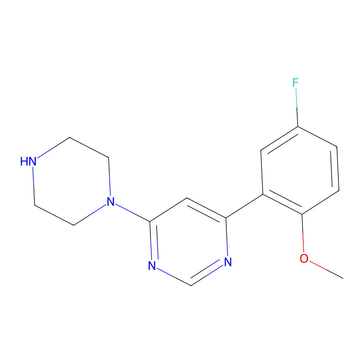 4-(5-Fluoro-2-methoxyphenyl)-6-piperazin-1-ylpyrimidine molecular structure, CAS 1171739-24-4