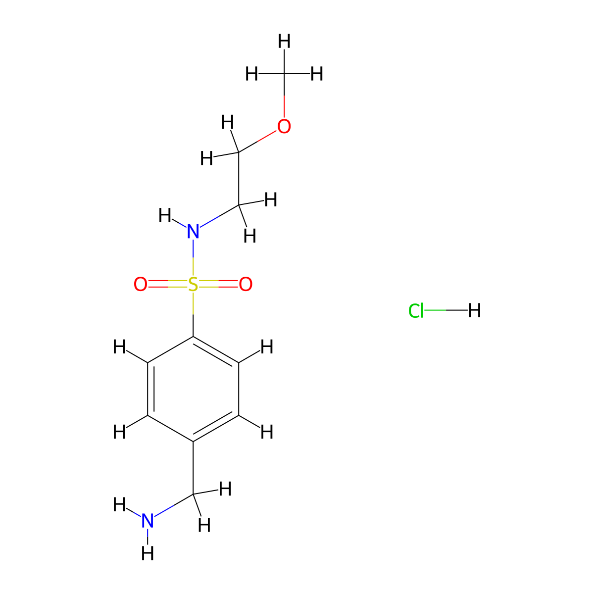 4-(aminomethyl)-N-(2-methoxyethyl)benzene-1-sulfonamide hydrochloride molecular structure, CAS 1171739-44-8