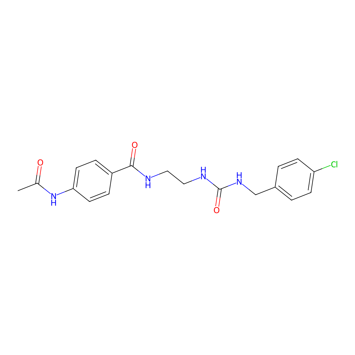 4-acetamido-N-(2-(3-(4-chlorobenzyl)ureido)ethyl)benzamide molecular structure, CAS 1171739-57-3