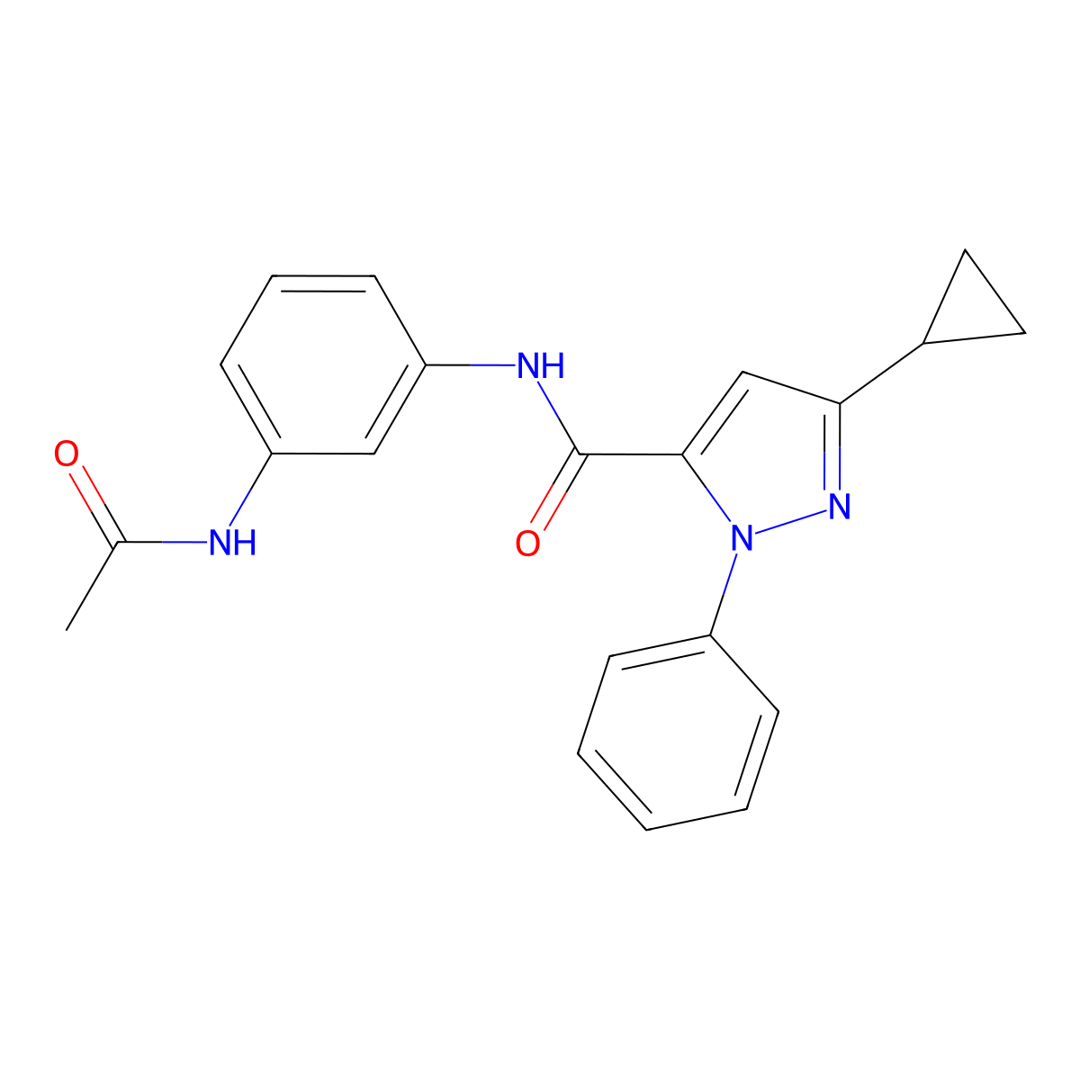 3-cyclopropyl-N-(3-acetamidophenyl)-1-phenyl-1H-pyrazole-5-carboxamide molecular structure, CAS 1171740-36-5