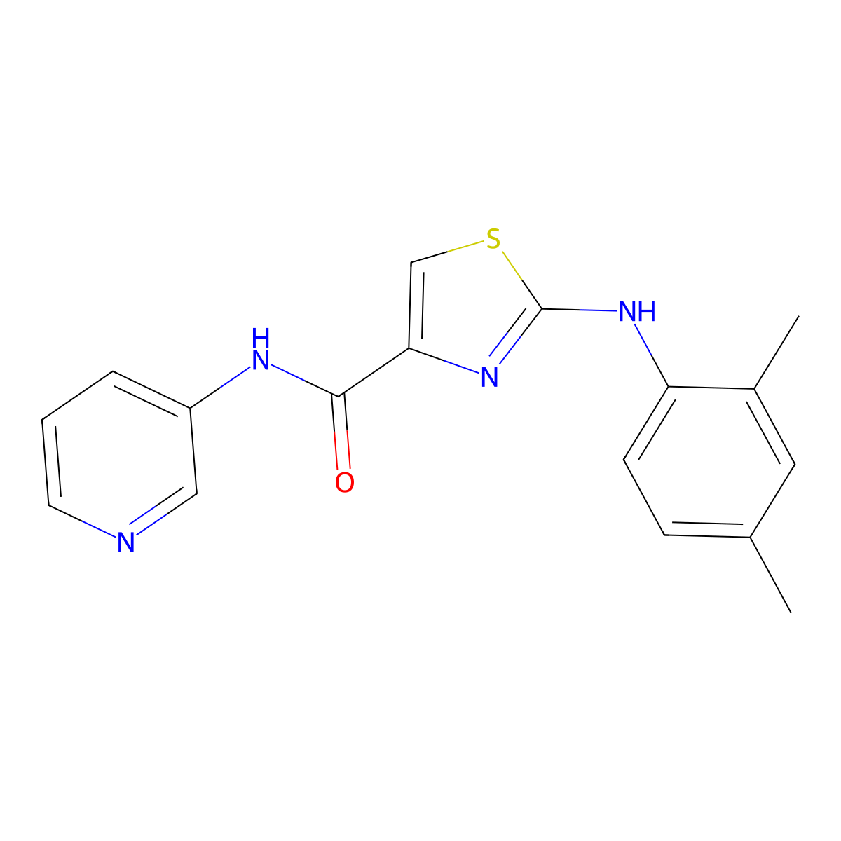 2-((2,4-dimethylphenyl)amino)-N-(pyridin-3-yl)thiazole-4-carboxamide molecular structure, CAS 1171743-46-6