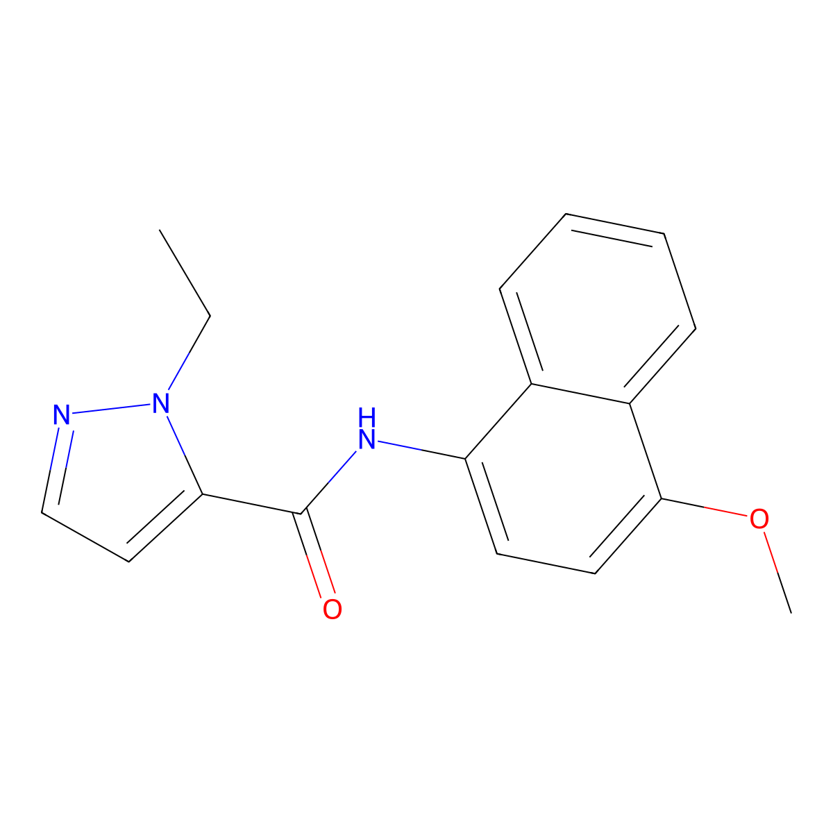1-ethyl-N-(4-methoxynaphthalen-1-yl)-1H-pyrazole-5-carboxamide molecular structure, CAS 1171745-22-4