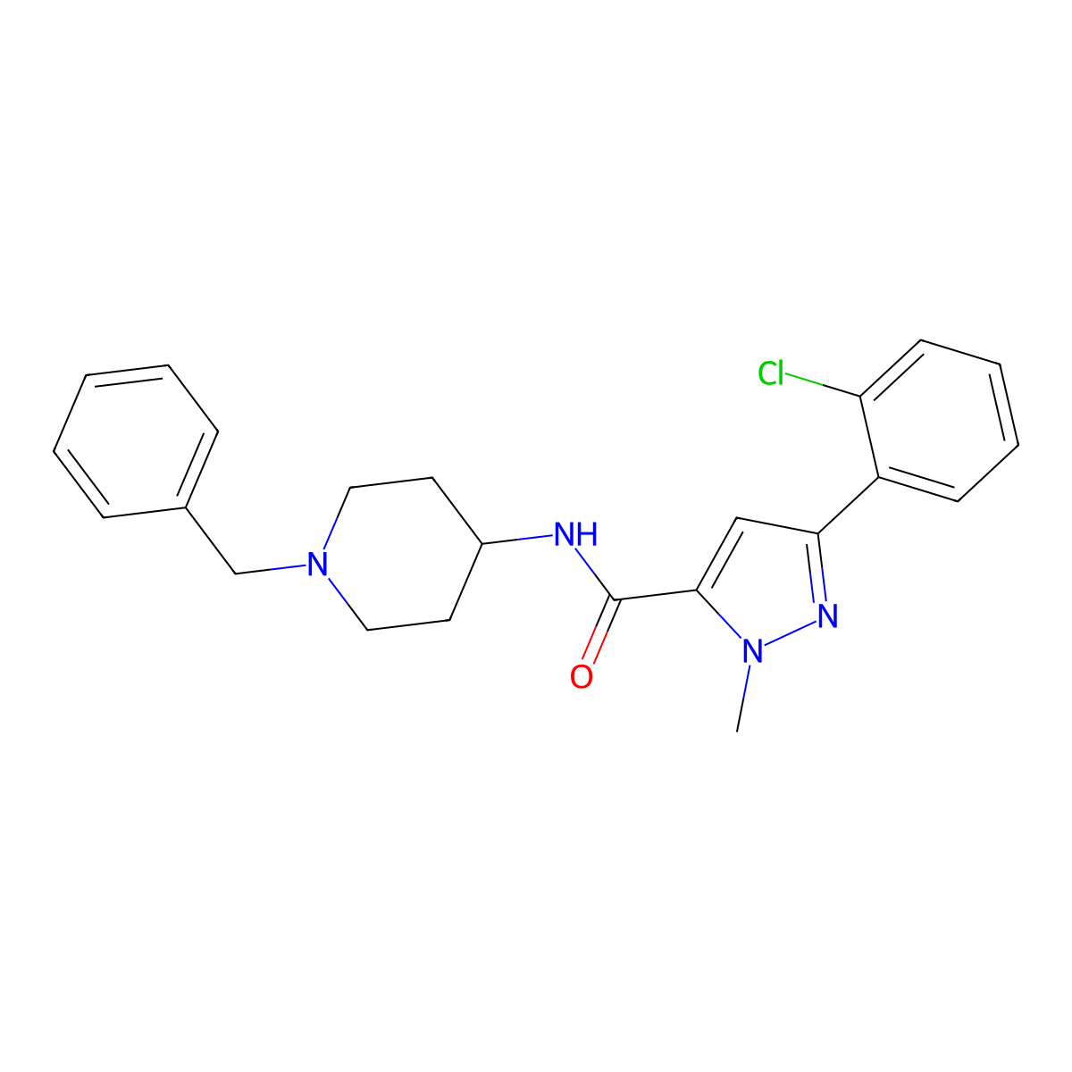 N-(1-benzylpiperidin-4-yl)-3-(2-chlorophenyl)-1-methyl-1H-pyrazole-5-carboxamide molecular structure, CAS 1171745-25-7