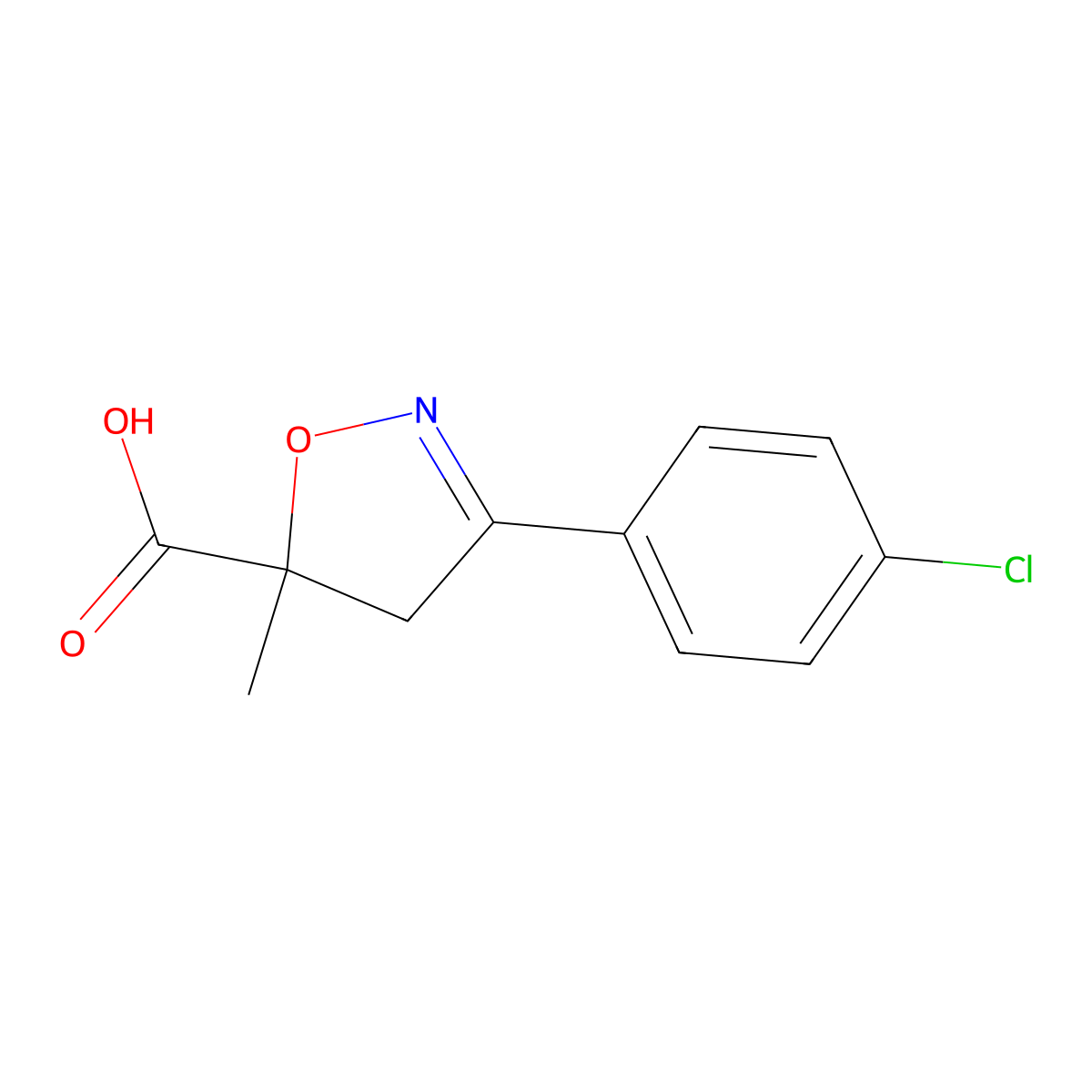 3-(4-Chlorophenyl)-5-methyl-4,5-dihydroisoxazole-5-carboxylic acid molecular structure, CAS 1171745-44-0