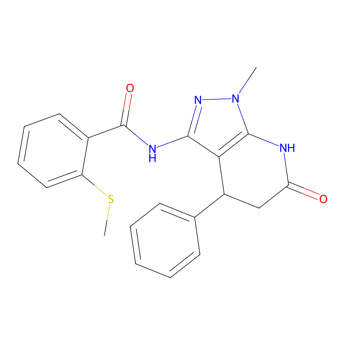 N-(1-methyl-6-oxo-4-phenyl-4,5,6,7-tetrahydro-1H-pyrazolo[3,4-b]pyridin-3-yl)-2-(methylthio)benzamide molecular structure, CAS 1171746-61-4