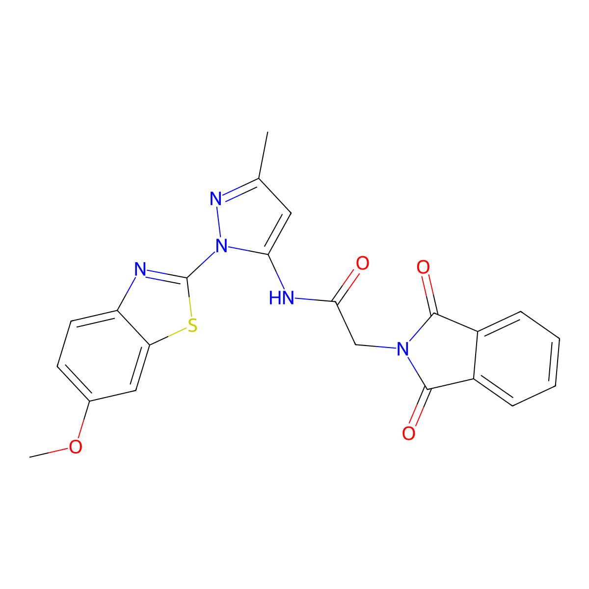 2-(1,3-dioxoisoindolin-2-yl)-N-(1-(6-methoxybenzo[d]thiazol-2-yl)-3-methyl-1H-pyrazol-5-yl)acetamide molecular structure, CAS 1171746-82-9