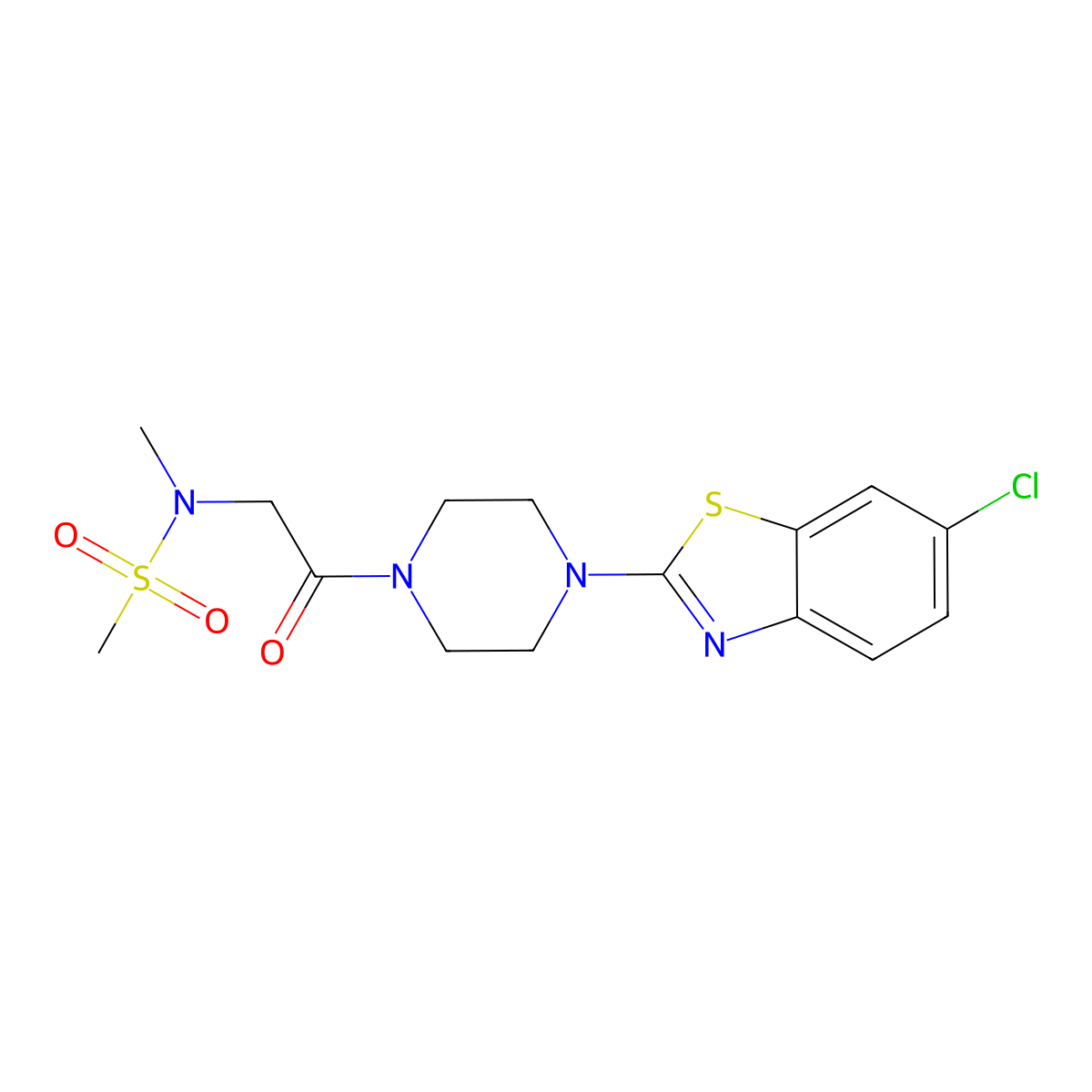 N-(2-(4-(6-chlorobenzo[d]thiazol-2-yl)piperazin-1-yl)-2-oxoethyl)-N-methylmethanesulfonamide molecular structure, CAS 1171747-80-0
