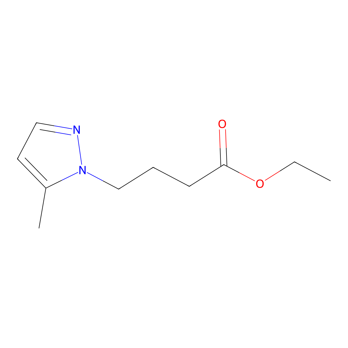 ethyl 4-(5-methyl-1H-pyrazol-1-yl)butanoate molecular structure, CAS 1171748-08-5