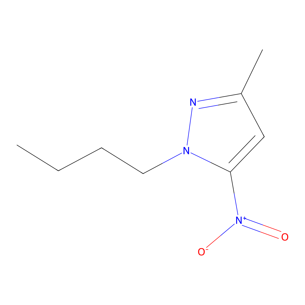 1-butyl-3-methyl-5-nitro-1H-pyrazole molecular structure, CAS 1171748-83-6