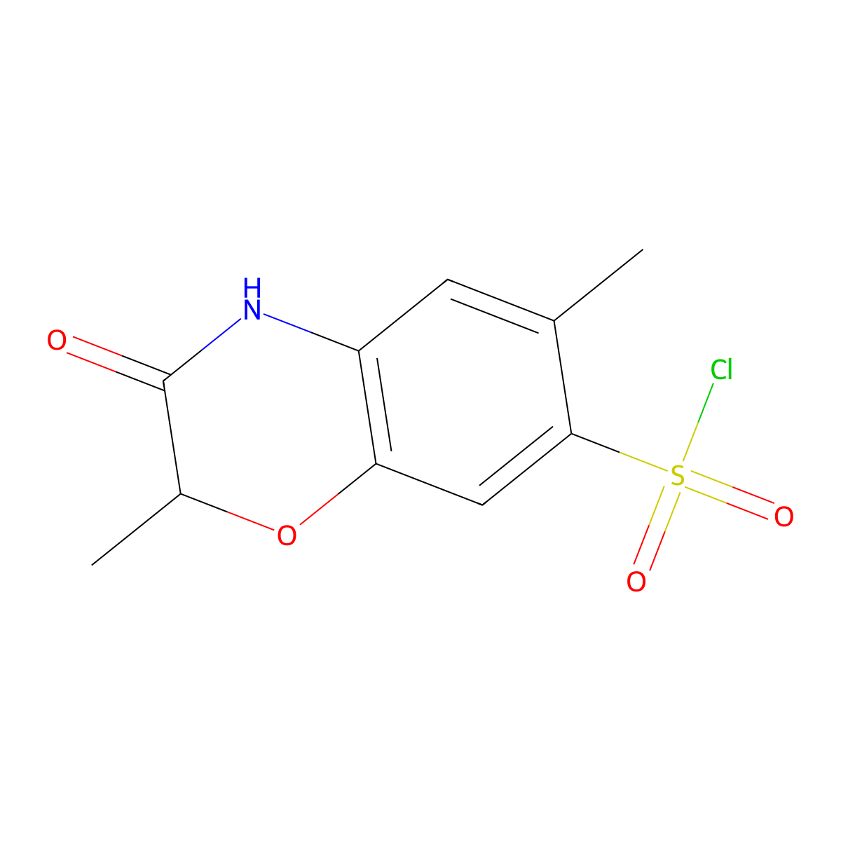 2,6-Dimethyl-3-oxo-3,4-dihydro-2H-benzo[b][1,4]oxazine-7-sulfonyl chloride molecular structure, CAS 1171749-11-3
