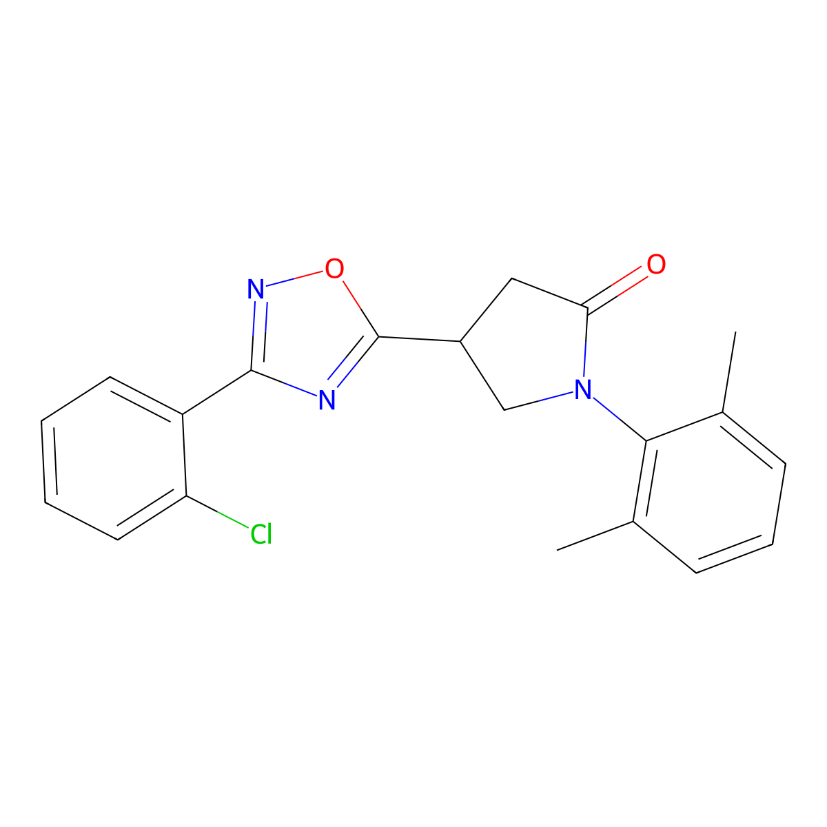 4-[3-(2-Chlorophenyl)-1,2,4-oxadiazol-5-yl]-1-(2,6-dimethylphenyl)pyrrolidin-2-one molecular structure, CAS 1171749-65-7