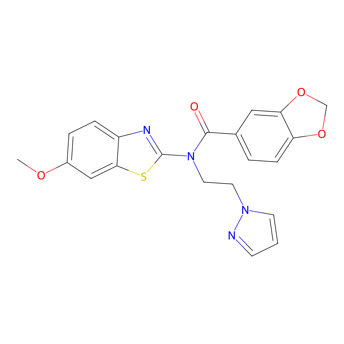 N-(2-(1H-pyrazol-1-yl)ethyl)-N-(6-methoxybenzo[d]thiazol-2-yl)benzo[d][1,3]dioxole-5-carboxamide molecular structure, CAS 1171749-93-1