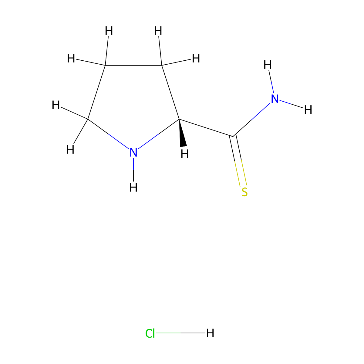 (R)-pyrrolidine-2-carbothioamide hydrochloride molecular structure, CAS 117175-42-5