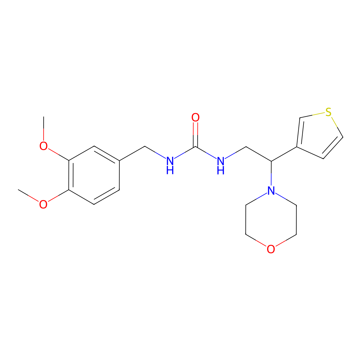 1-(3,4-Dimethoxybenzyl)-3-(2-morpholino-2-(thiophen-3-yl)ethyl)urea molecular structure, CAS 1171751-58-8