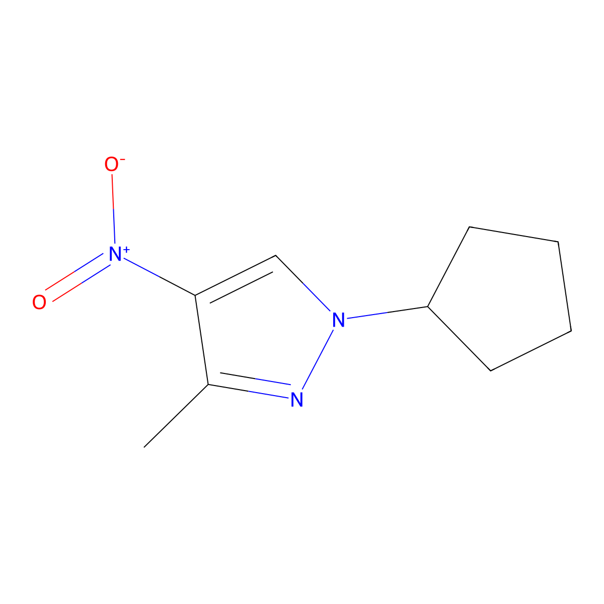 1-cyclopentyl-3-methyl-4-nitro-1H-pyrazole molecular structure, CAS 1171752-78-5