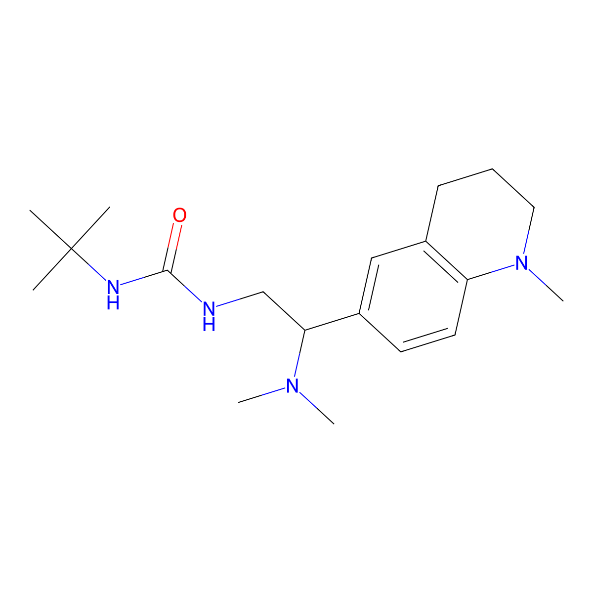 1-(Tert-butyl)-3-(2-(dimethylamino)-2-(1-methyl-1,2,3,4-tetrahydroquinolin-6-yl)ethyl)urea molecular structure, CAS 1171753-83-5