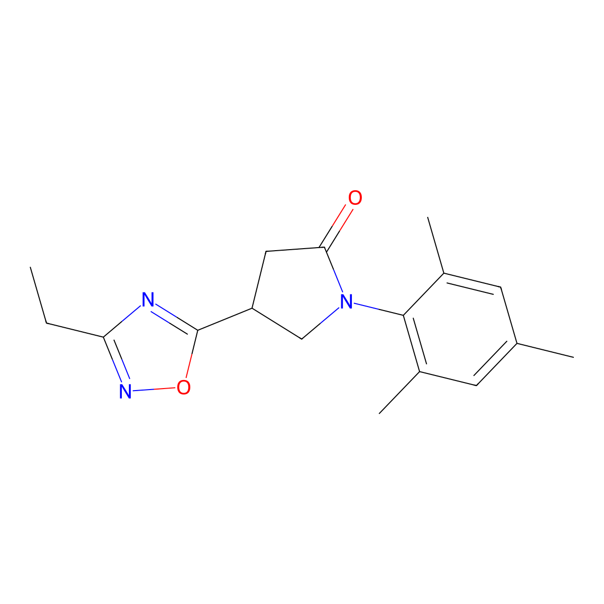 4-(3-Ethyl-1,2,4-oxadiazol-5-yl)-1-mesitylpyrrolidin-2-one molecular structure, CAS 1171753-88-0