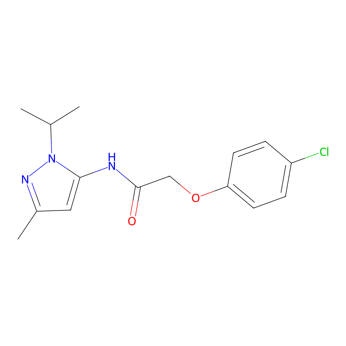 2-(4-chlorophenoxy)-N-(1-isopropyl-3-methyl-1H-pyrazol-5-yl)acetamide molecular structure, CAS 1171754-26-9