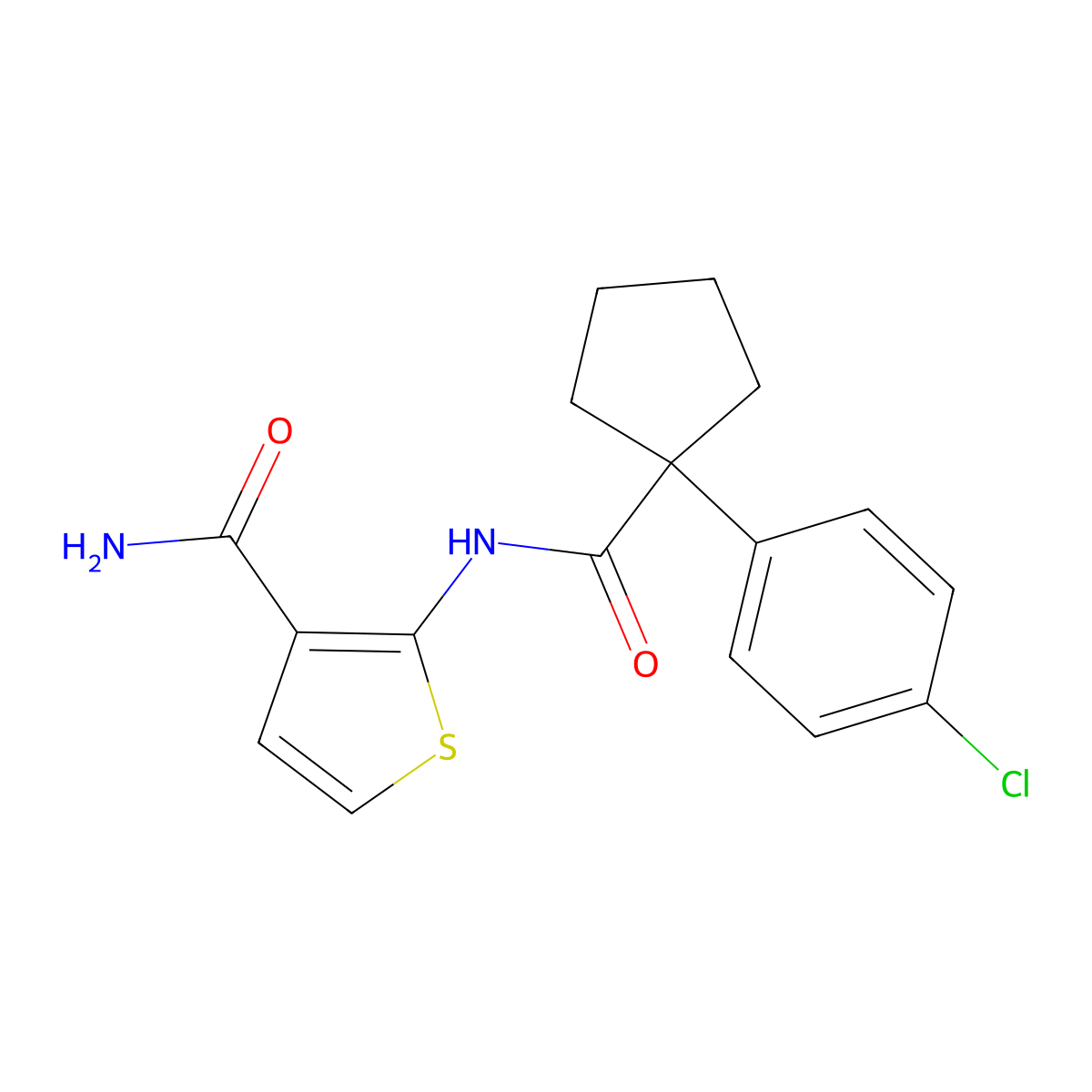 2-(1-(4-Chlorophenyl)cyclopentanecarboxamido)thiophene-3-carboxamide molecular structure, CAS 1171756-93-6