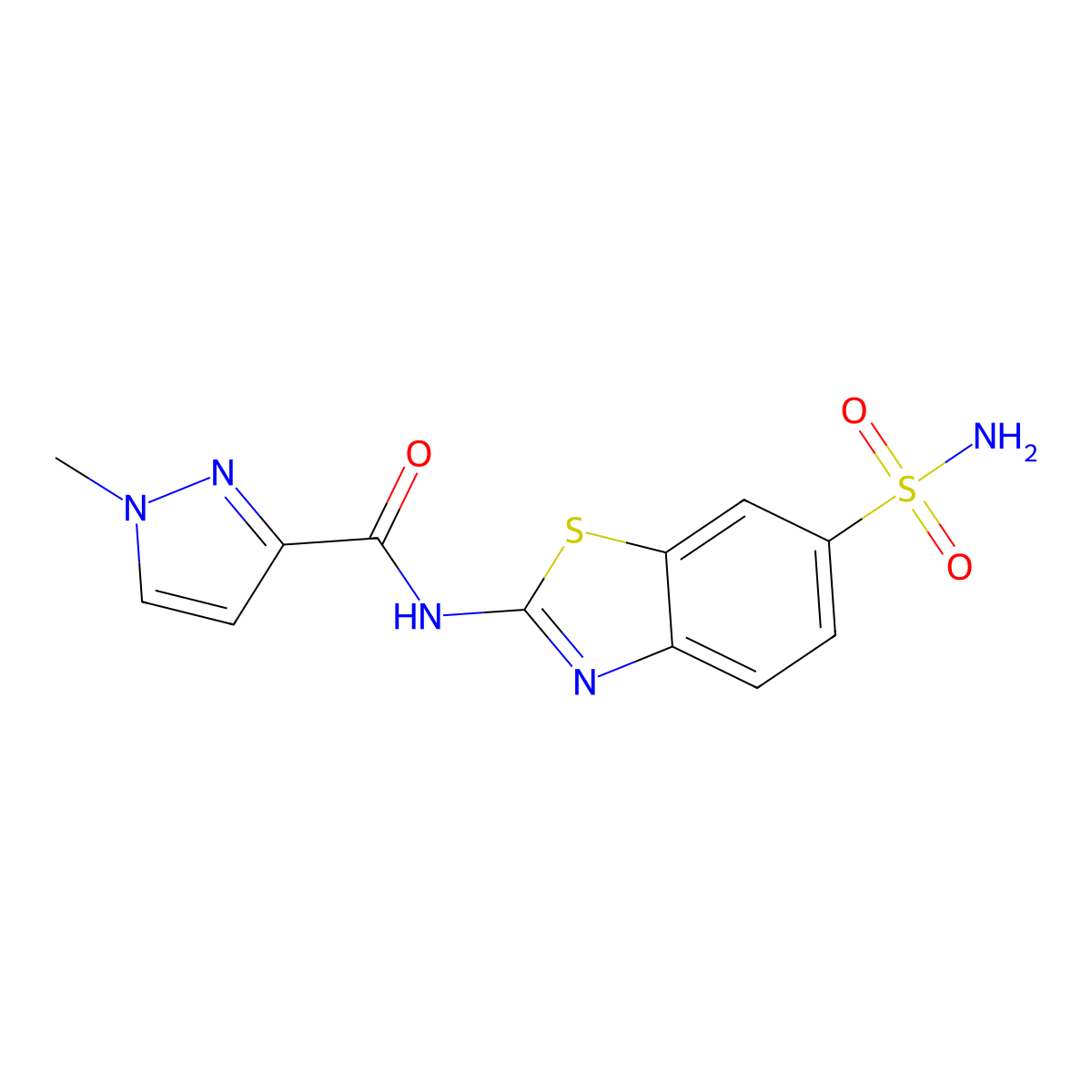 1-methyl-N-(6-sulfamoylbenzo[d]thiazol-2-yl)-1H-pyrazole-3-carboxamide molecular structure, CAS 1171757-16-6