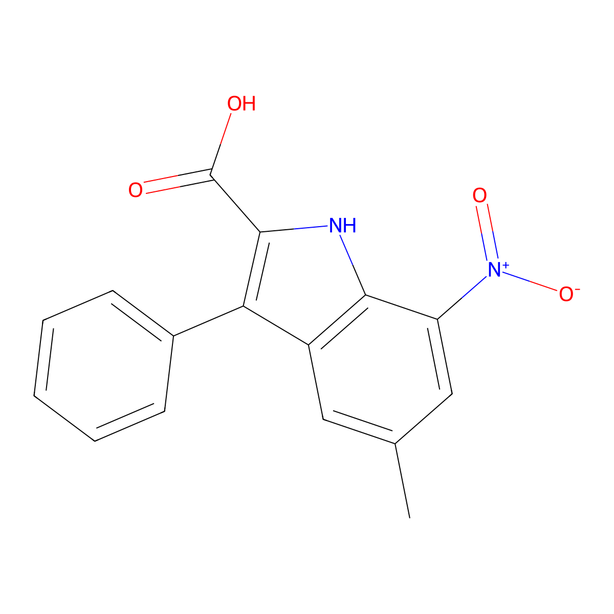 5-methyl-7-nitro-3-phenyl-1H-indole-2-carboxylic acid molecular structure, CAS 1171758-58-9