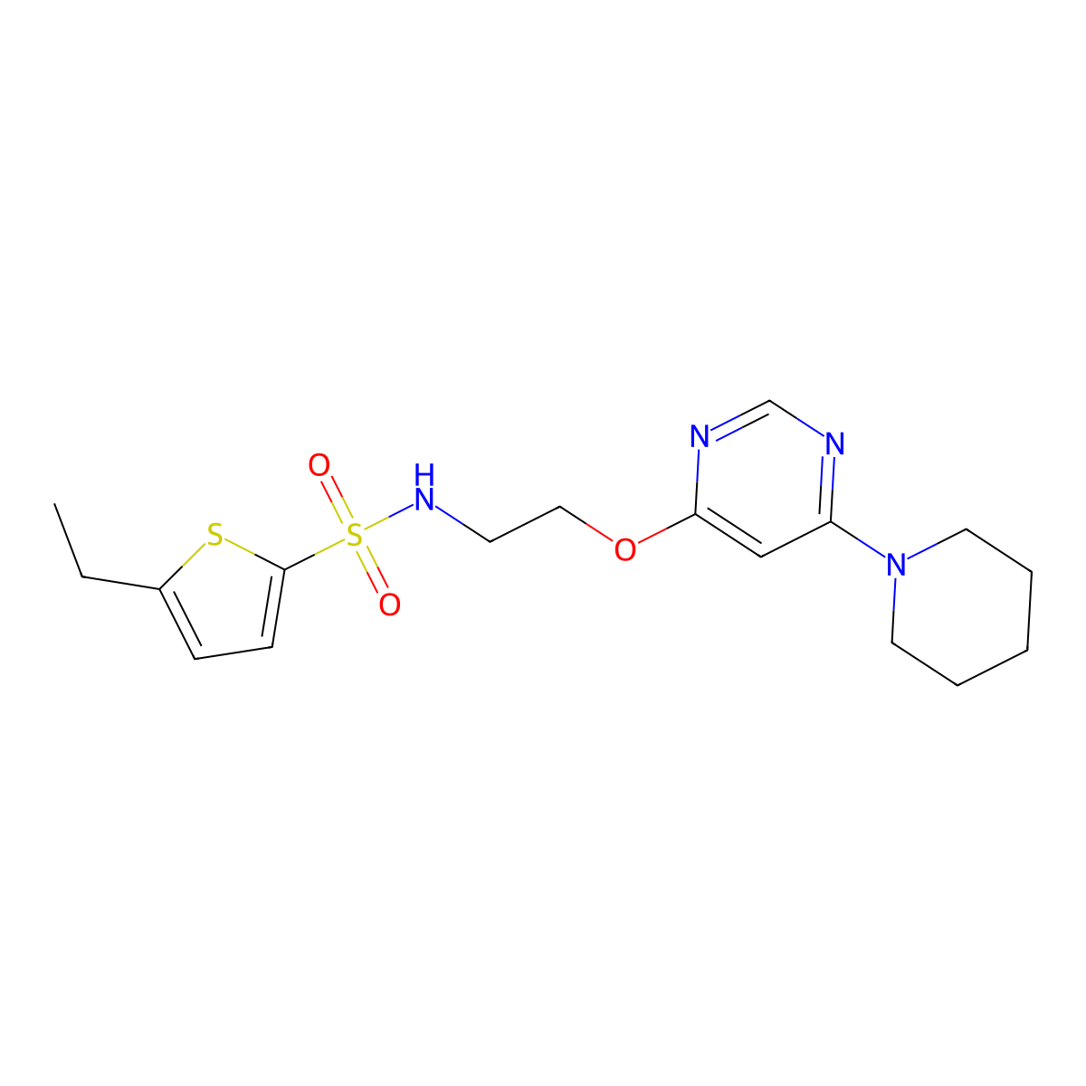 5-ethyl-N-(2-{[6-(piperidin-1-yl)pyrimidin-4-yl]oxy}ethyl)thiophene-2-sulfonamide molecular structure, CAS 1171761-81-1