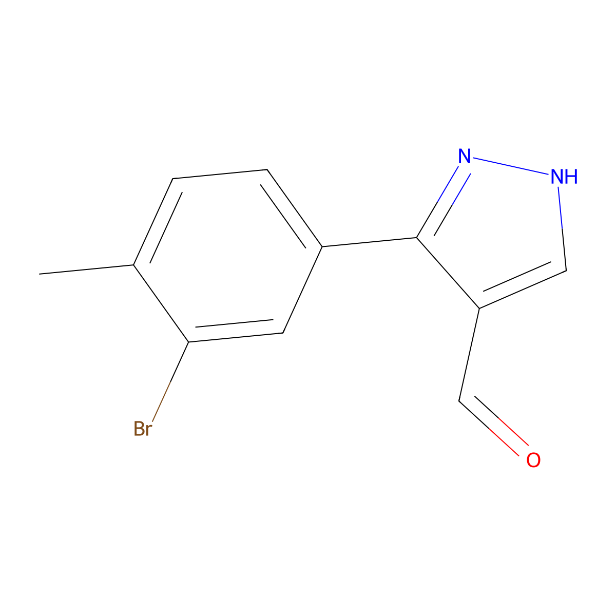 3-(3-Bromo-4-methylphenyl)-1H-pyrazole-4-carbaldehyde molecular structure, CAS 1171762-40-5