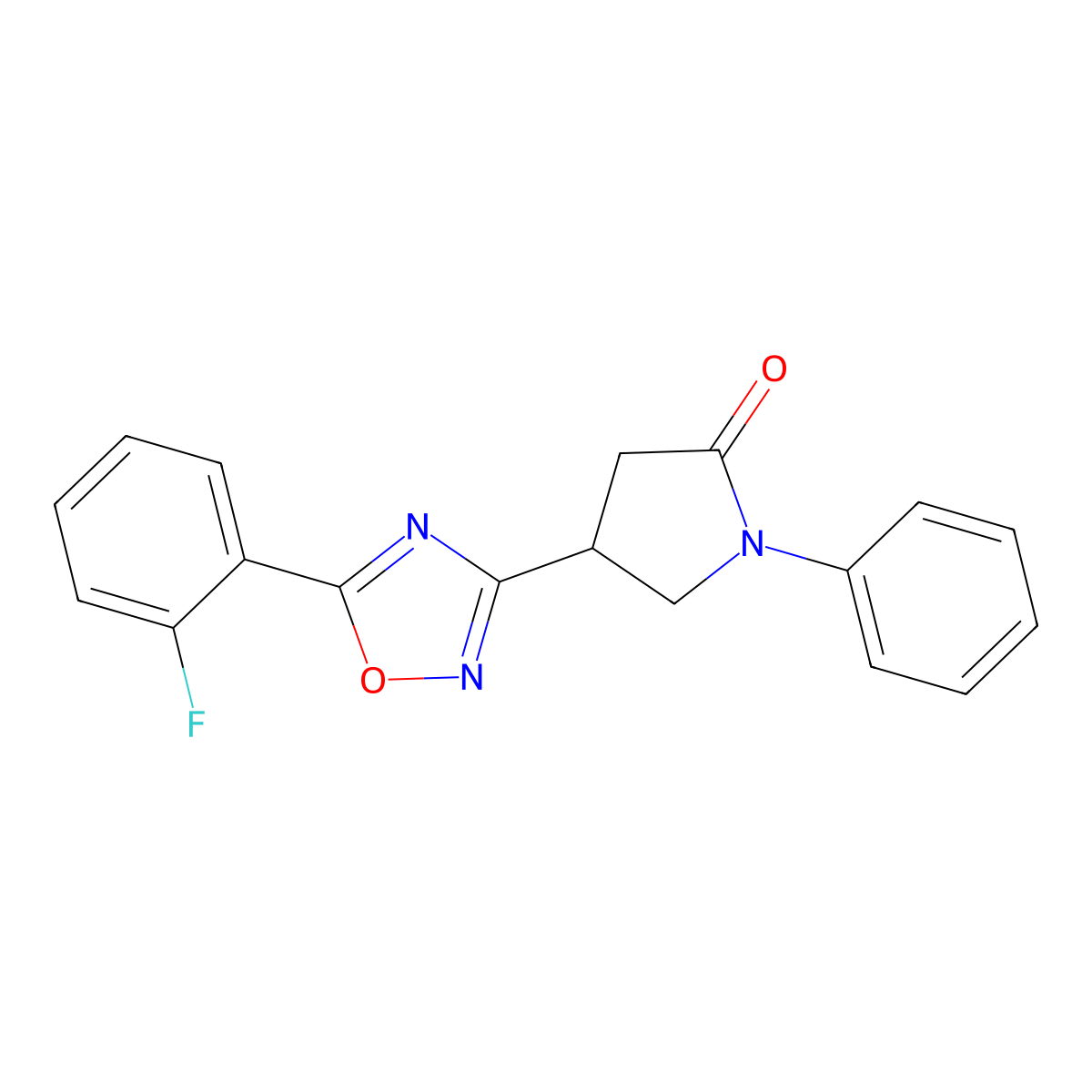 4-[5-(2-Fluorophenyl)-1,2,4-oxadiazol-3-yl]-1-phenylpyrrolidin-2-one molecular structure, CAS 1171762-43-8