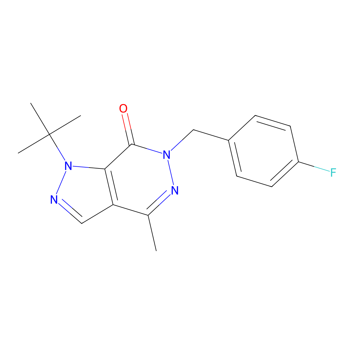 1-(tert-butyl)-6-(4-fluorobenzyl)-4-methyl-1H-pyrazolo[3,4-d]pyridazin-7(6H)-one molecular structure, CAS 1171762-64-3