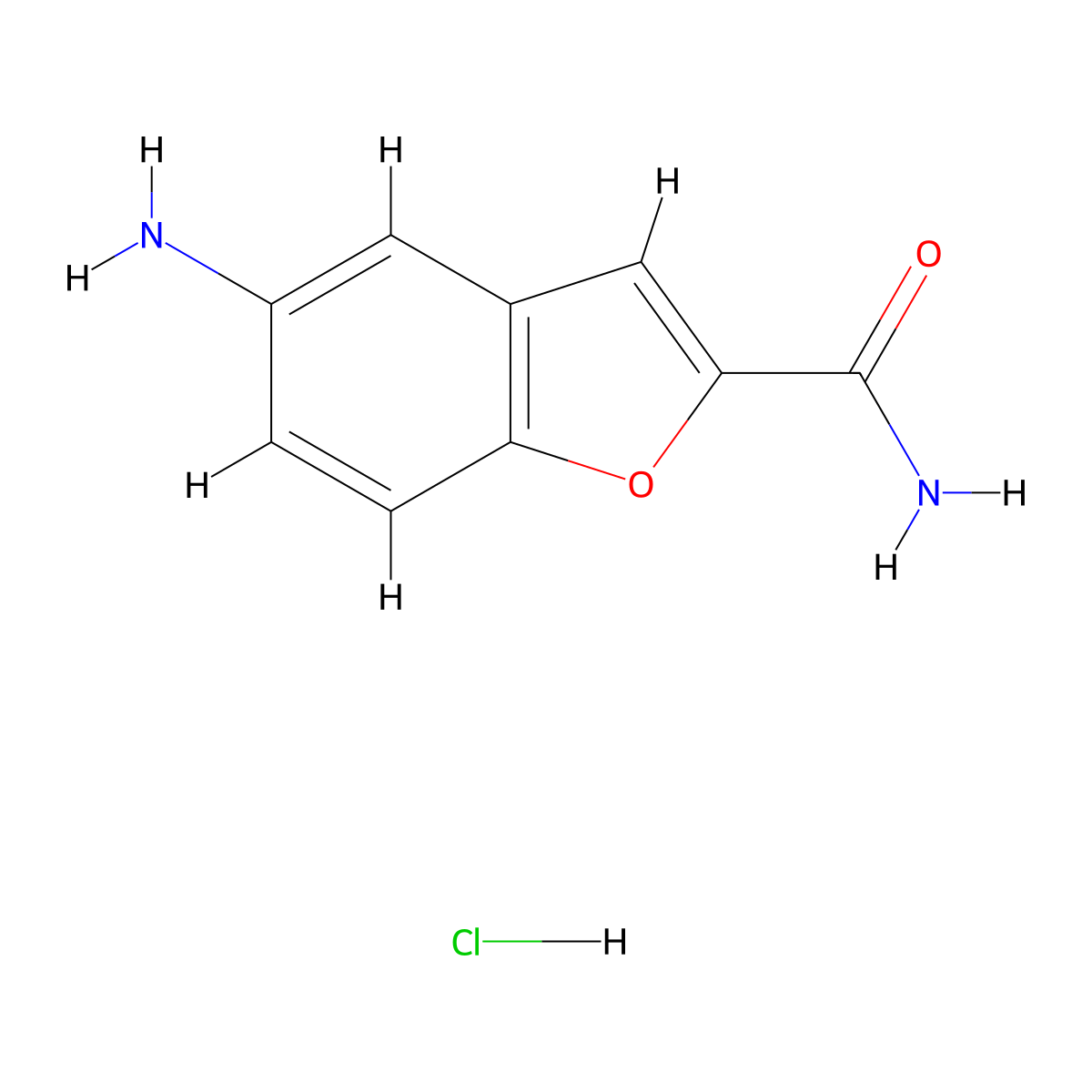 5-Amino-1-benzofuran-2-carboxamide hydrochloride molecular structure, CAS 1171762-91-6