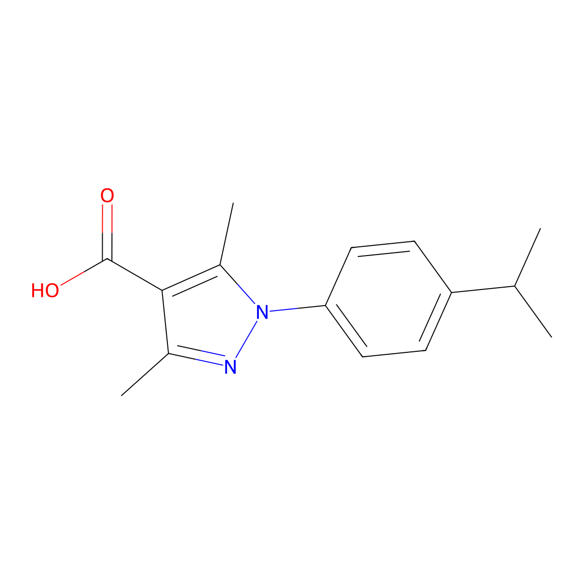 1-(4-isopropylphenyl)-3,5-dimethyl-1H-pyrazole-4-carboxylic acid molecular structure, CAS 1171764-30-9