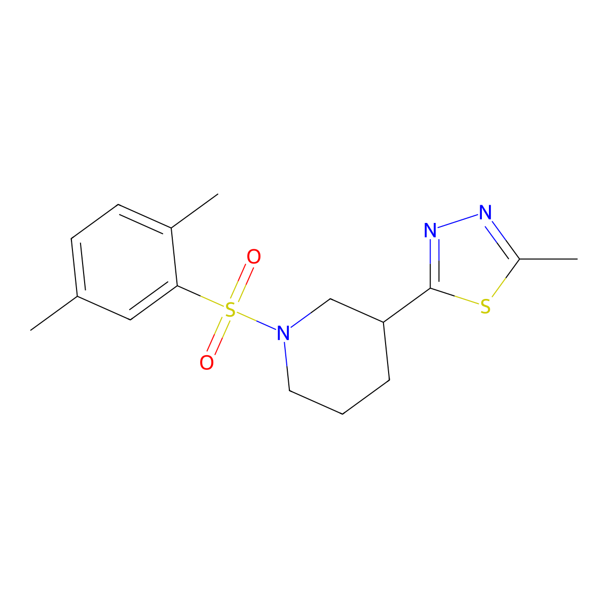 2-(1-((2,5-Dimethylphenyl)sulfonyl)piperidin-3-yl)-5-methyl-1,3,4-thiadiazole molecular structure, CAS 1171764-32-1
