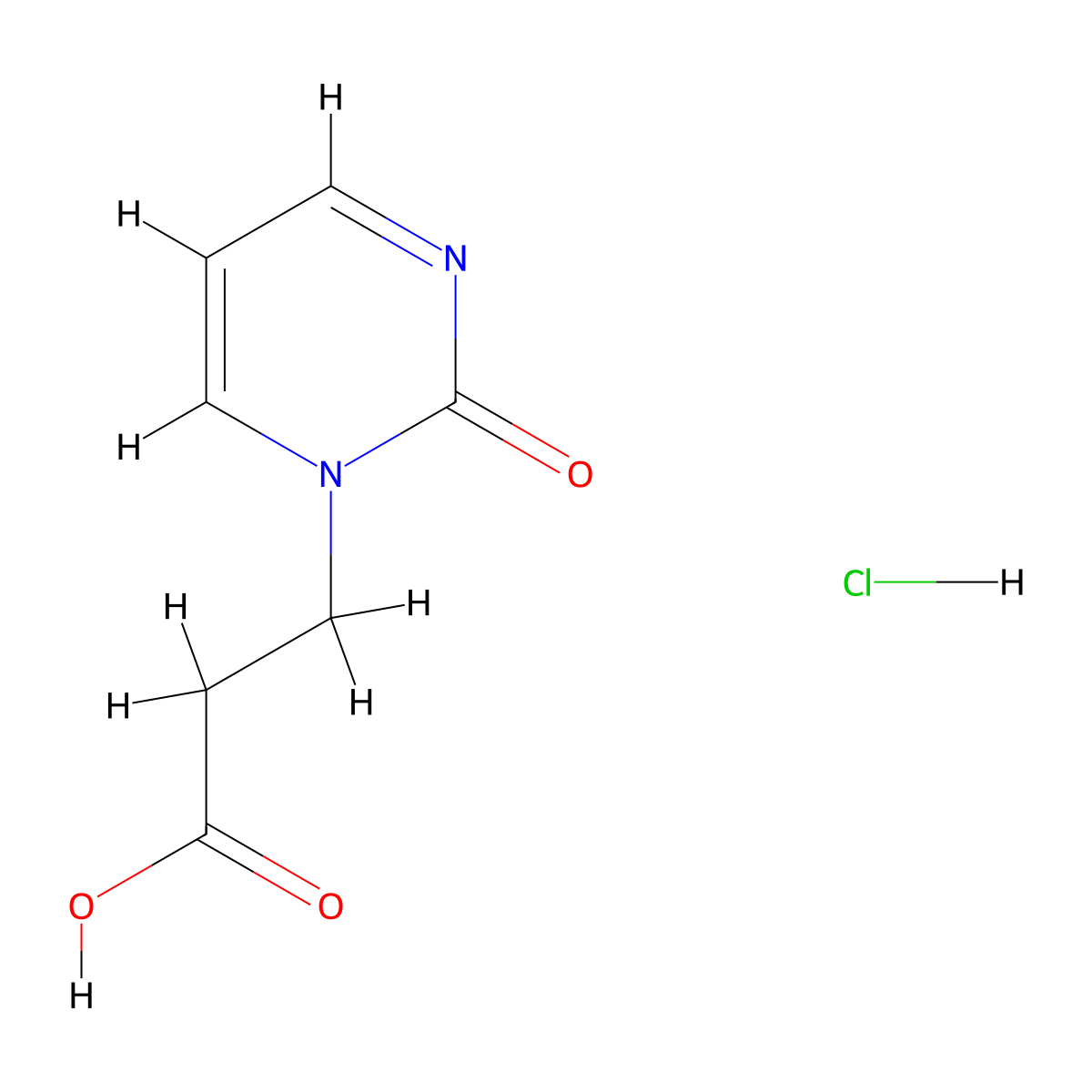3-(2-Oxo-1,2-dihydropyrimidin-1-yl)propanoic acid hydrochloride molecular structure, CAS 1171764-46-7