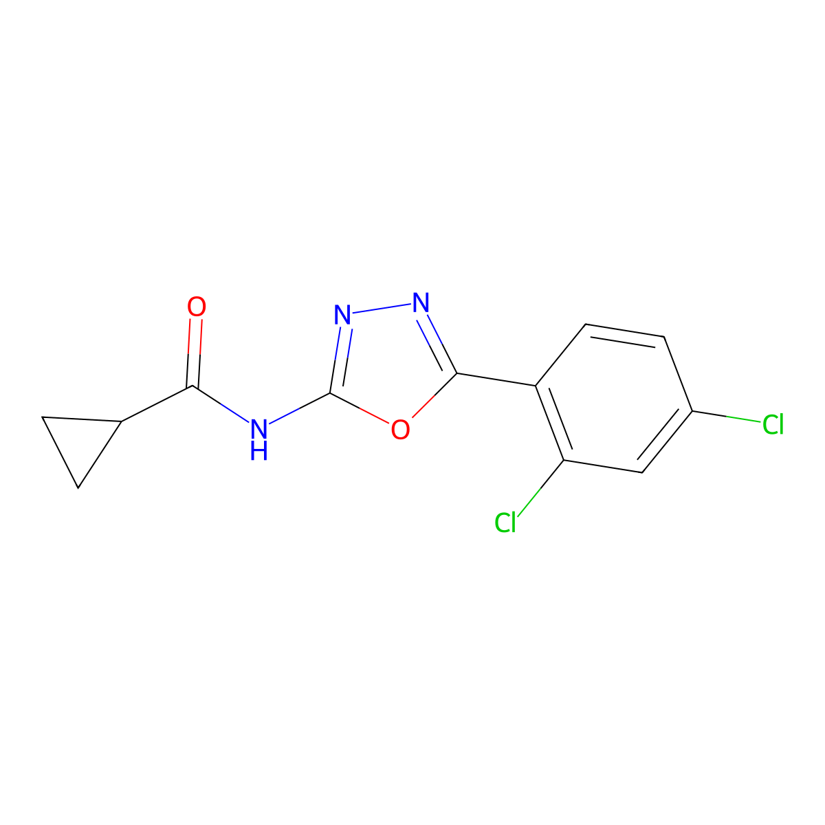 N-[5-(2,4-dichlorophenyl)-1,3,4-oxadiazol-2-yl]cyclopropanecarboxamide molecular structure, CAS 1171765-23-3