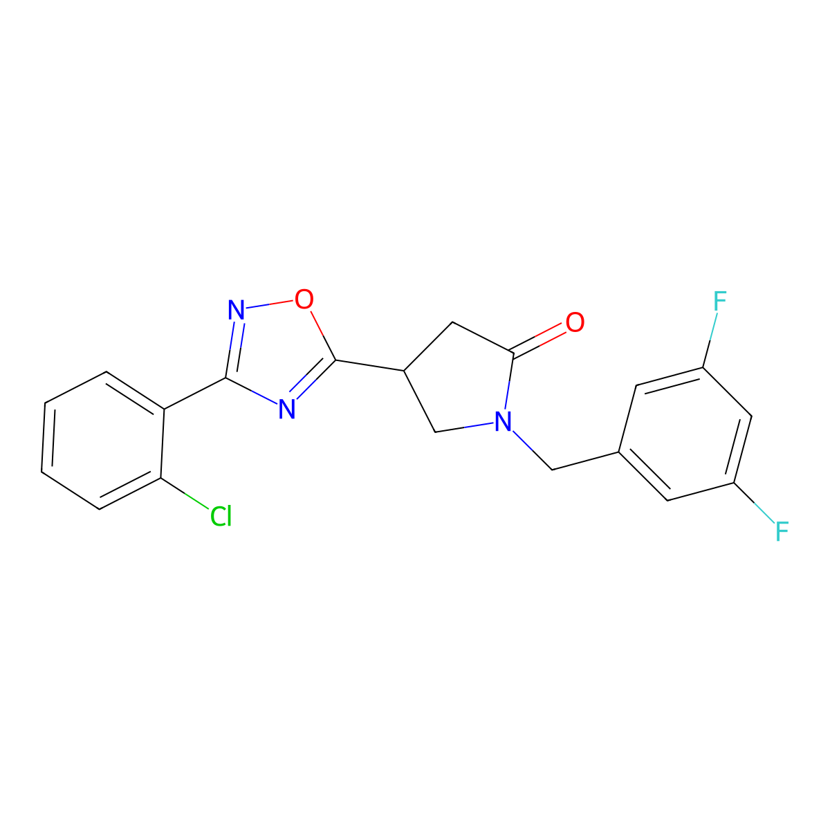 4-(3-(2-Chlorophenyl)-1,2,4-oxadiazol-5-yl)-1-(3,5-difluorobenzyl)pyrrolidin-2-one molecular structure, CAS 1171767-72-8