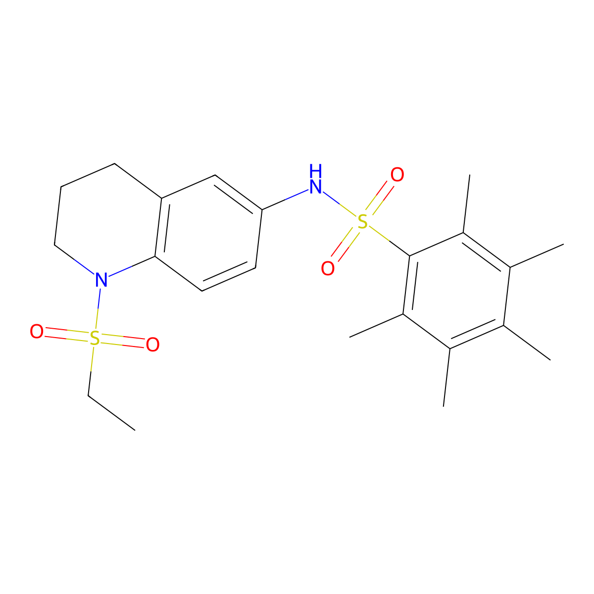 N-(1-(ethylsulfonyl)-1,2,3,4-tetrahydroquinolin-6-yl)-2,3,4,5,6-pentamethylbenzenesulfonamide molecular structure, CAS 1171768-09-4