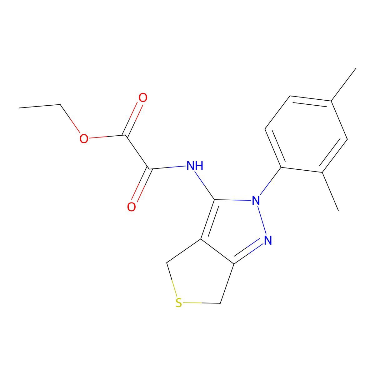 ethyl {[2-(2,4-dimethylphenyl)-2H,4H,6H-thieno[3,4-c]pyrazol-3-yl]carbamoyl}formate molecular structure, CAS 1171768-21-0
