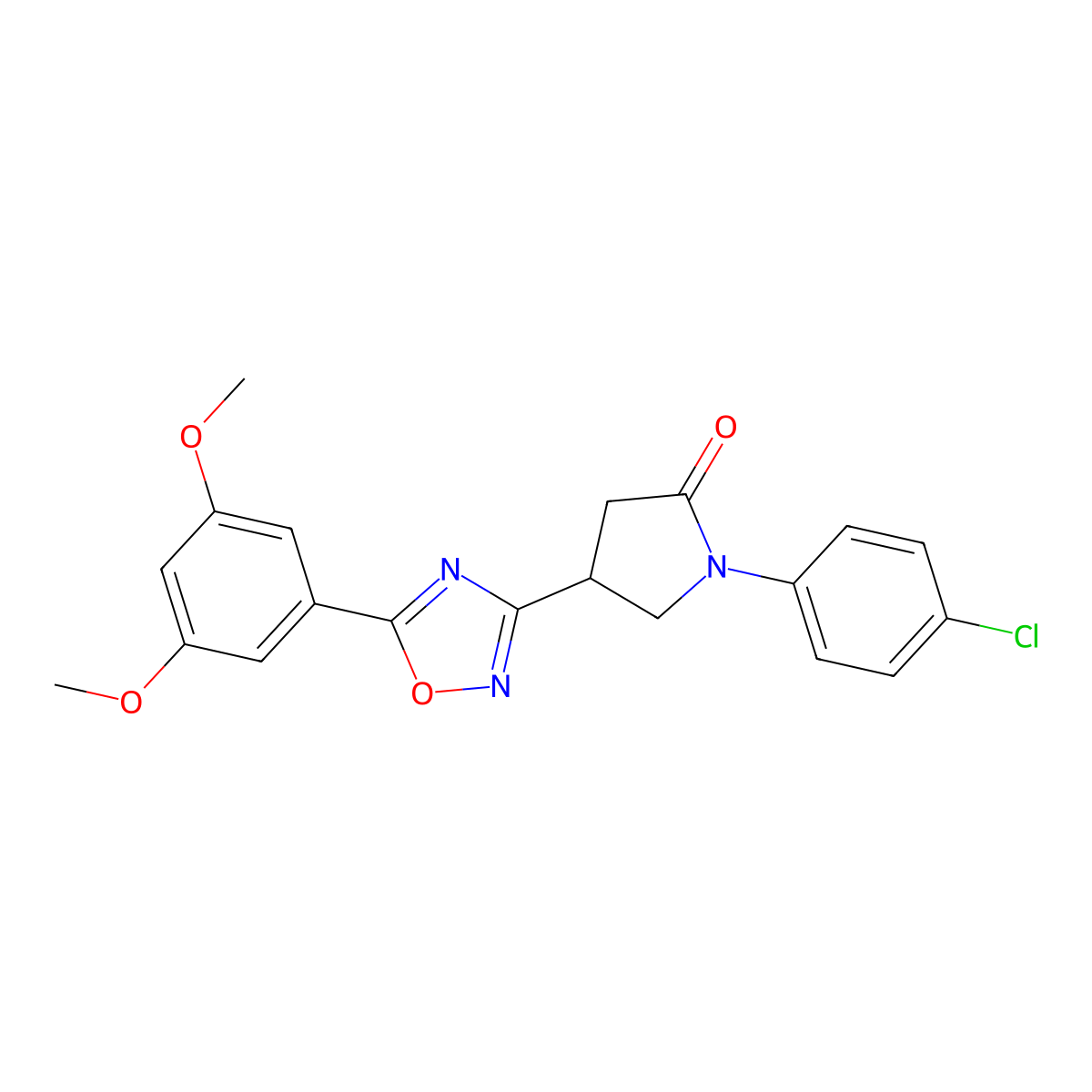 1-(4-Chlorophenyl)-4-[5-(3,5-dimethoxyphenyl)-1,2,4-oxadiazol-3-yl]pyrrolidin-2-one molecular structure, CAS 1171769-13-3