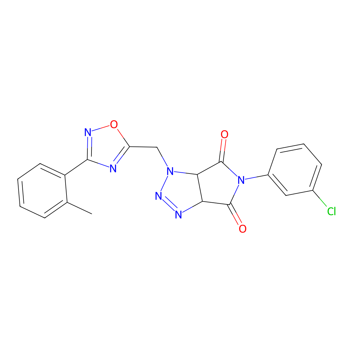 5-(3-chlorophenyl)-1-((3-(o-tolyl)-1,2,4-oxadiazol-5-yl)methyl)-1,6a-dihydropyrrolo[3,4-d][1,2,3]triazole-4,6(3aH,5H)-dione molecular structure, CAS 1171769-14-4