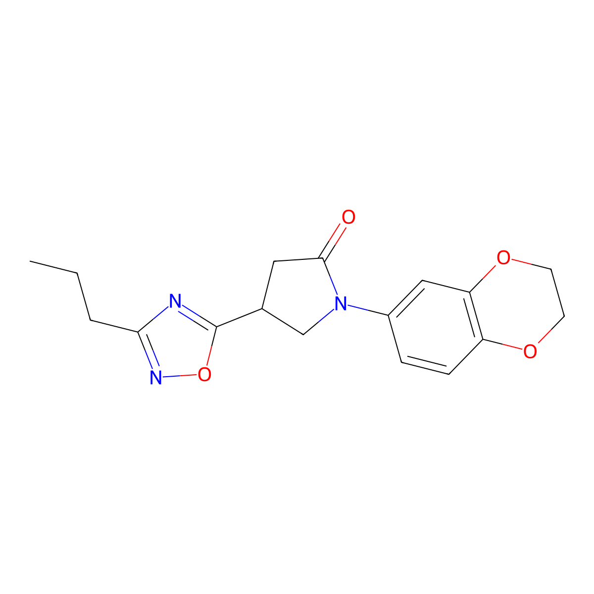 1-(2,3-Dihydro-1,4-benzodioxin-6-yl)-4-(3-propyl-1,2,4-oxadiazol-5-yl)pyrrolidin-2-one molecular structure, CAS 1171770-72-1