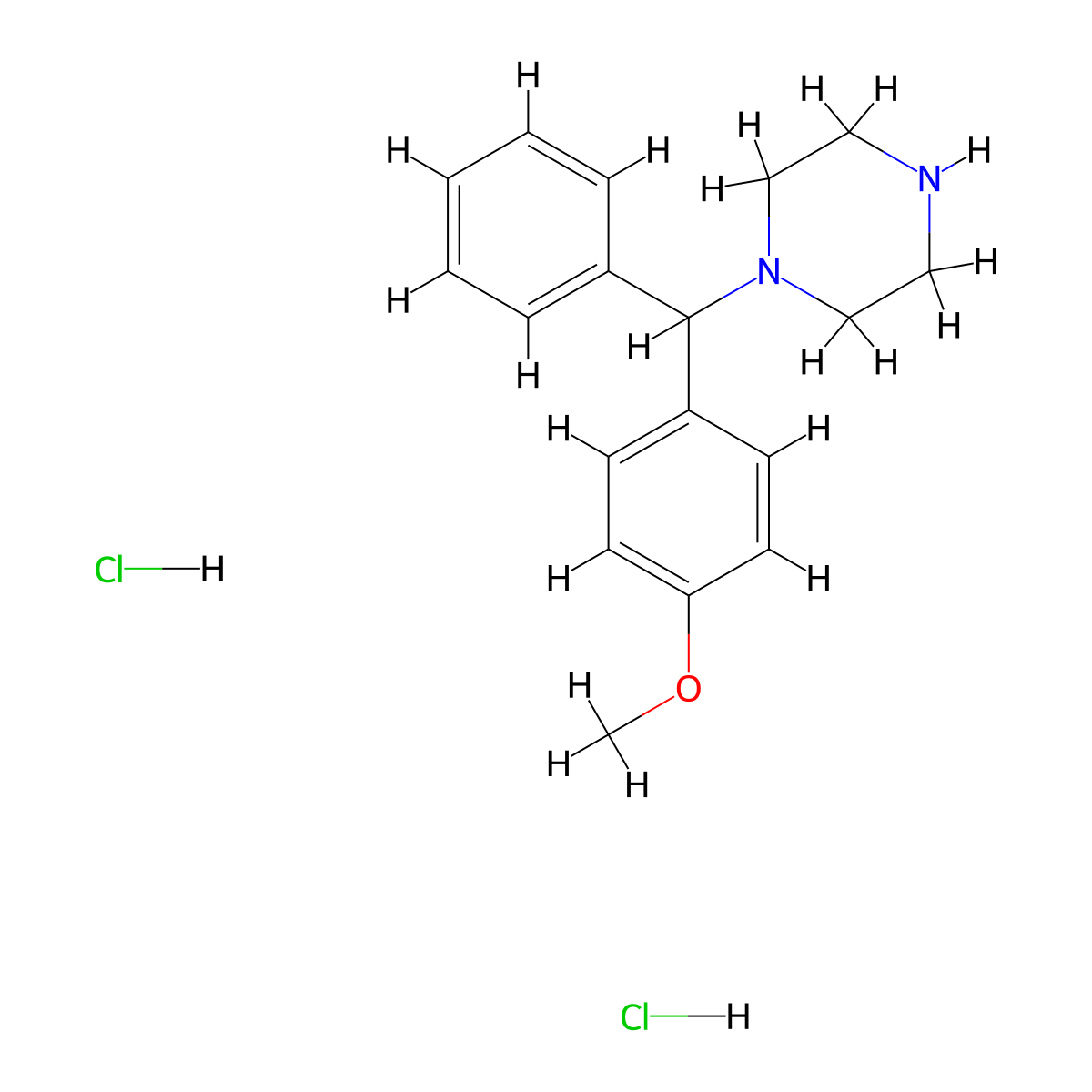 1-[(4-Methoxyphenyl)(phenyl)methyl]piperazine dihydrochloride molecular structure, CAS 1171772-44-3