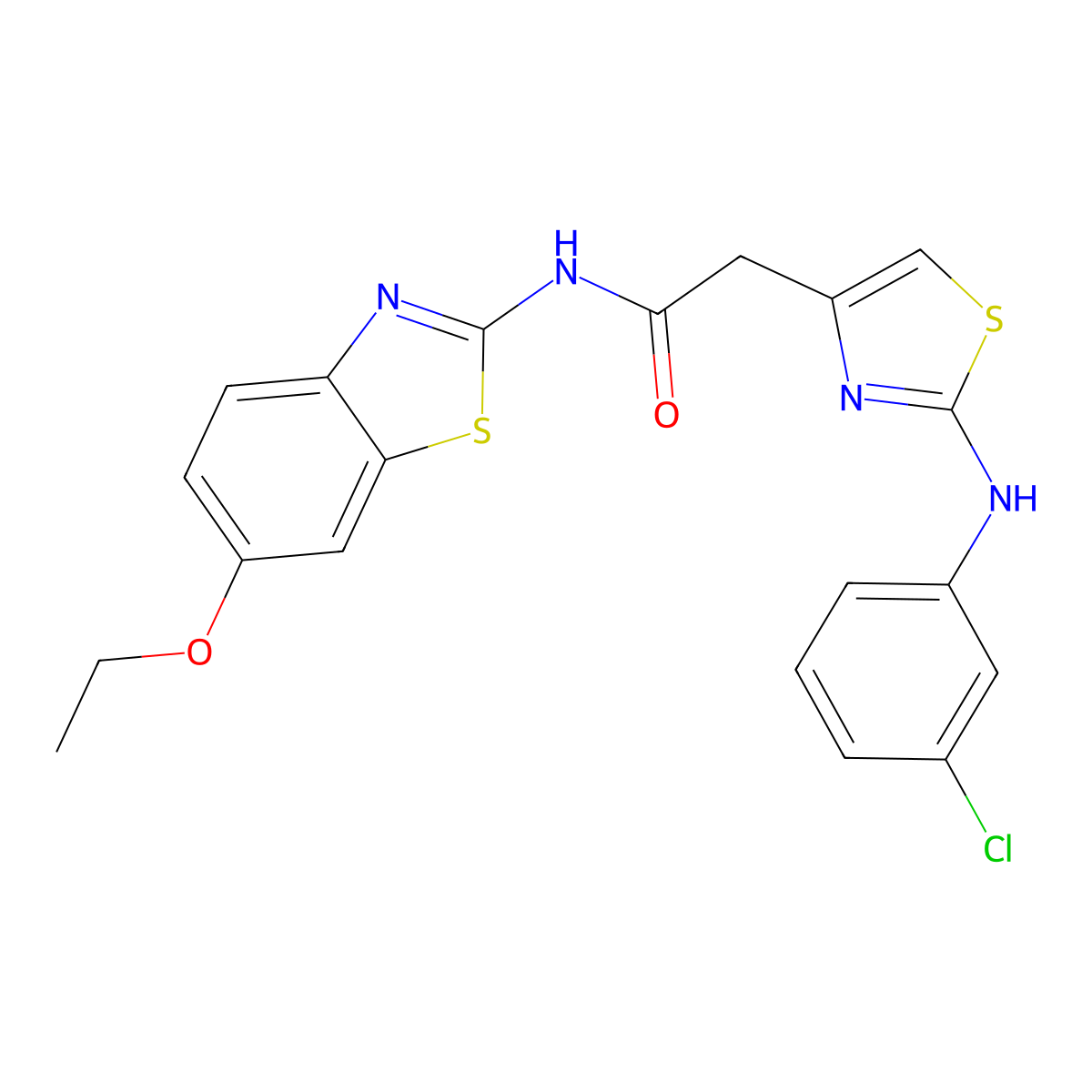 2-(2-((3-chlorophenyl)amino)thiazol-4-yl)-N-(6-ethoxybenzo[d]thiazol-2-yl)acetamide molecular structure, CAS 1171774-08-5