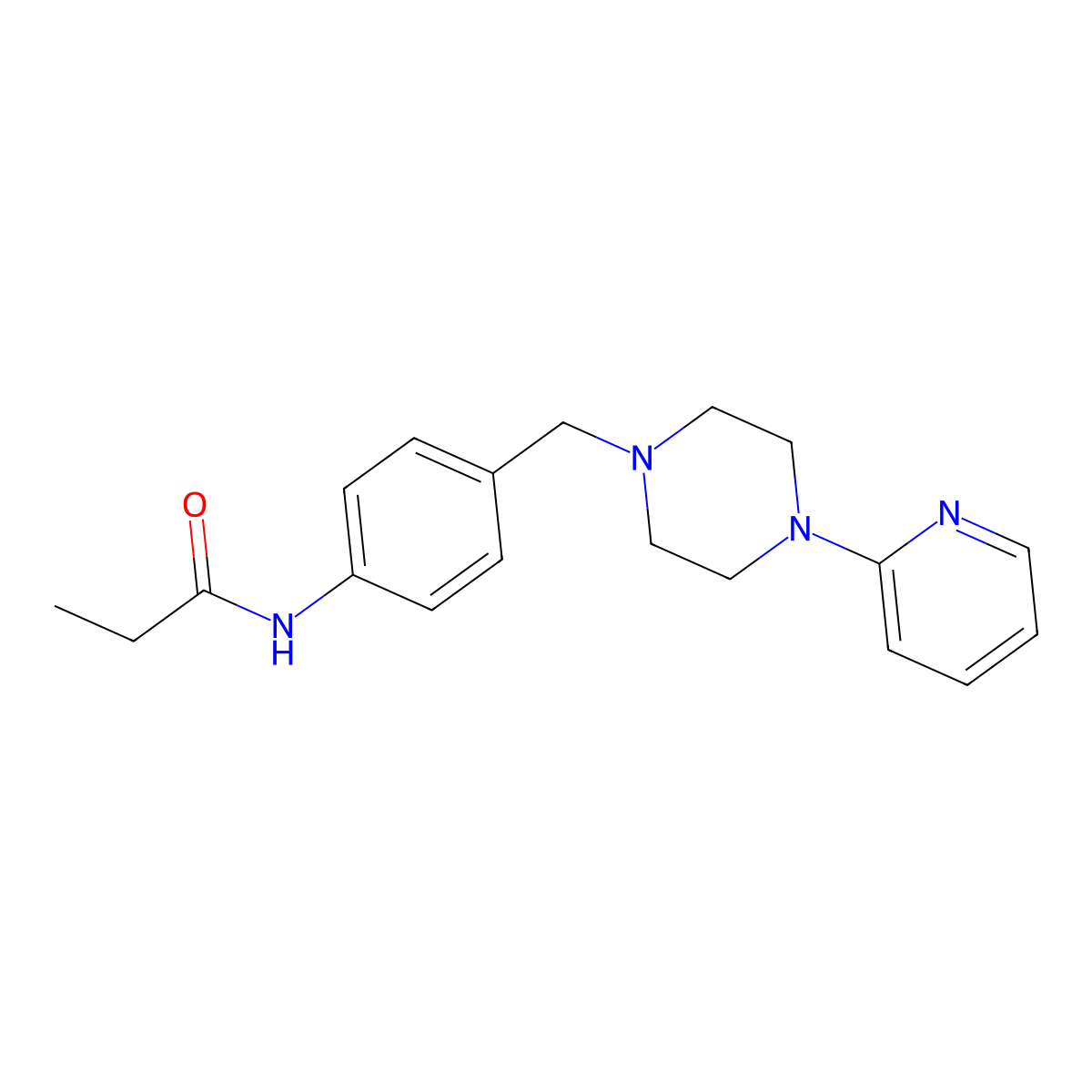 N-(4-((4-(pyridin-2-yl)piperazin-1-yl)methyl)phenyl)propionamide molecular structure, CAS 1171775-50-0