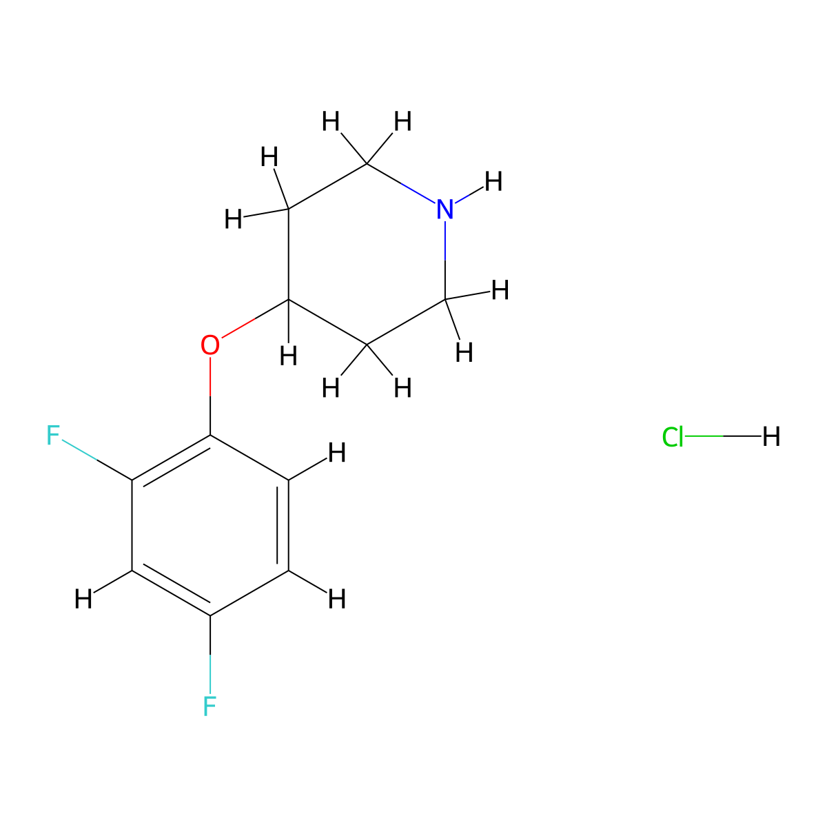 4-(2,4-Difluorophenoxy)piperidine hydrochloride molecular structure, CAS 1171775-66-8