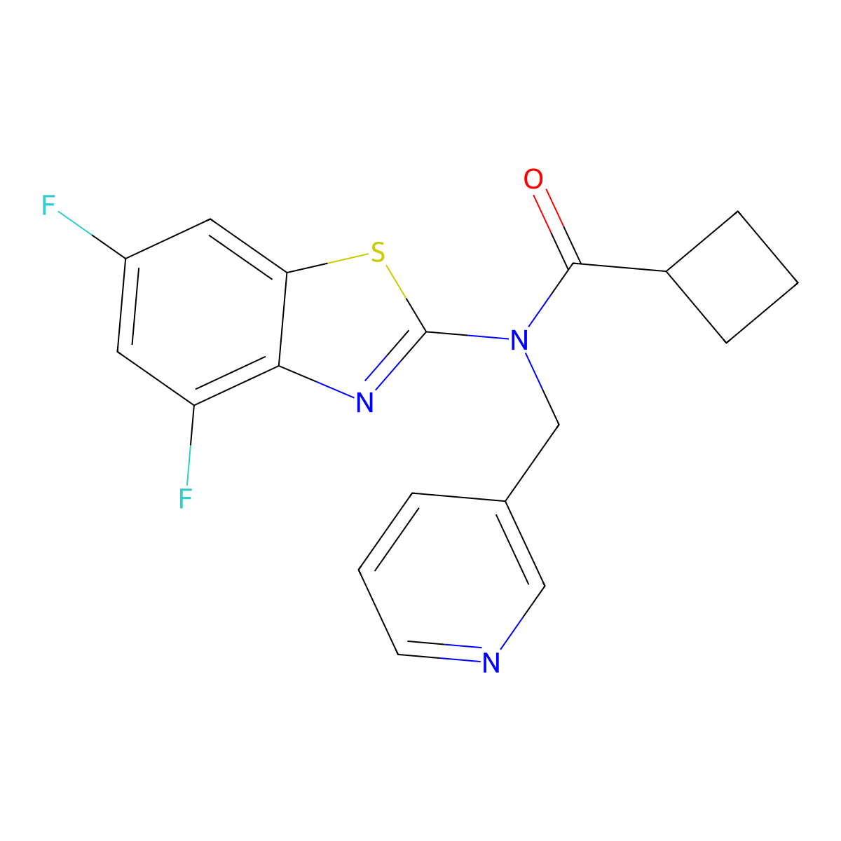N-(4,6-difluoro-1,3-benzothiazol-2-yl)-N-[(pyridin-3-yl)methyl]cyclobutanecarboxamide molecular structure, CAS 1171776-33-2