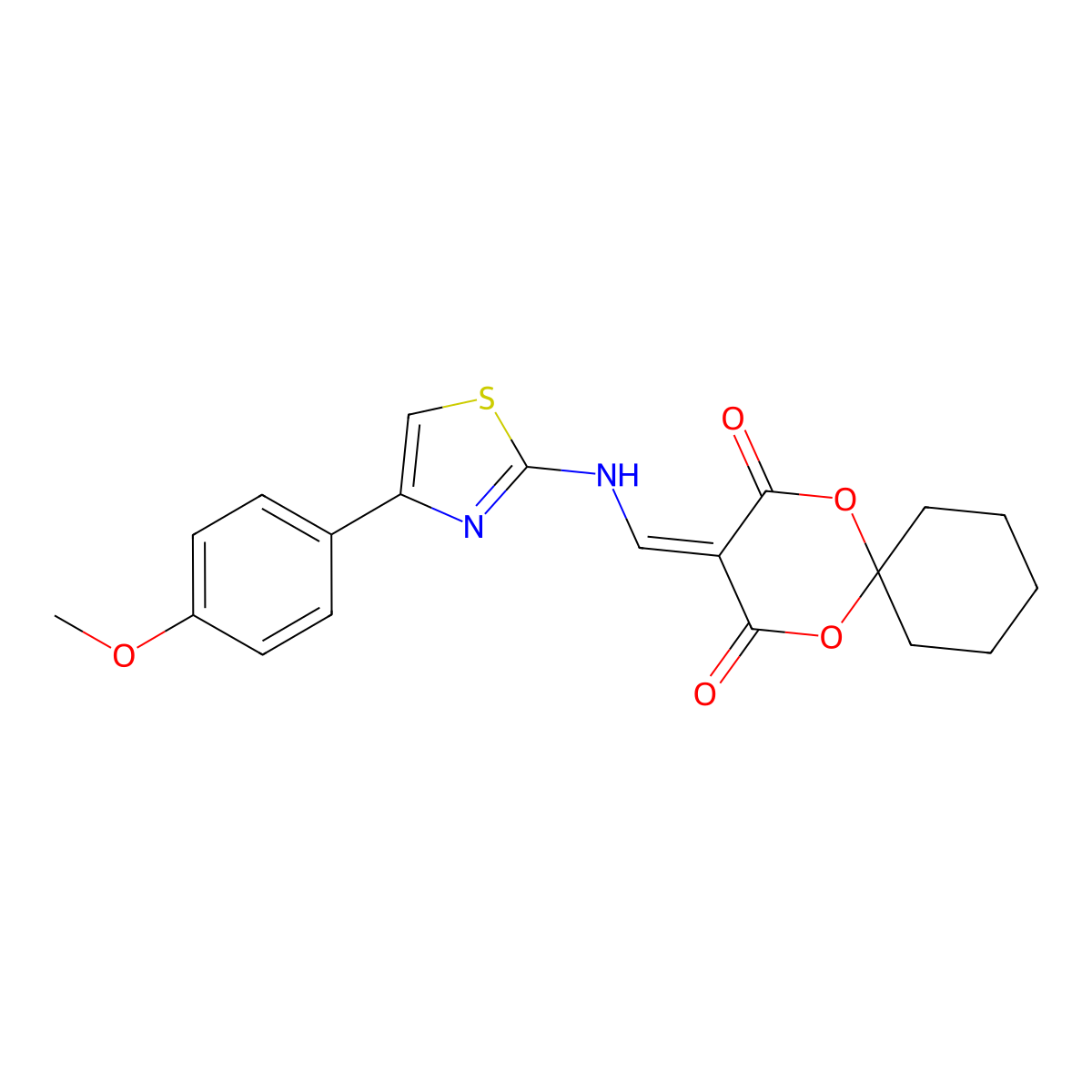 3-(((4-(4-Methoxyphenyl)thiazol-2-yl)amino)methylene)-1,5-dioxaspiro[5.5]undecane-2,4-dione molecular structure, CAS 1171780-65-6
