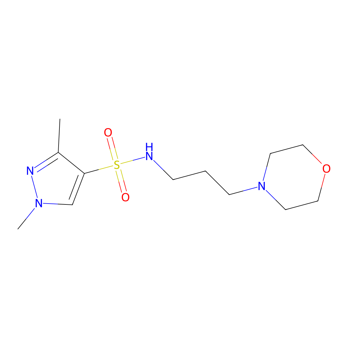 1,3-dimethyl-N-(3-morpholinopropyl)-1H-pyrazole-4-sulfonamide molecular structure, CAS 1171780-98-5