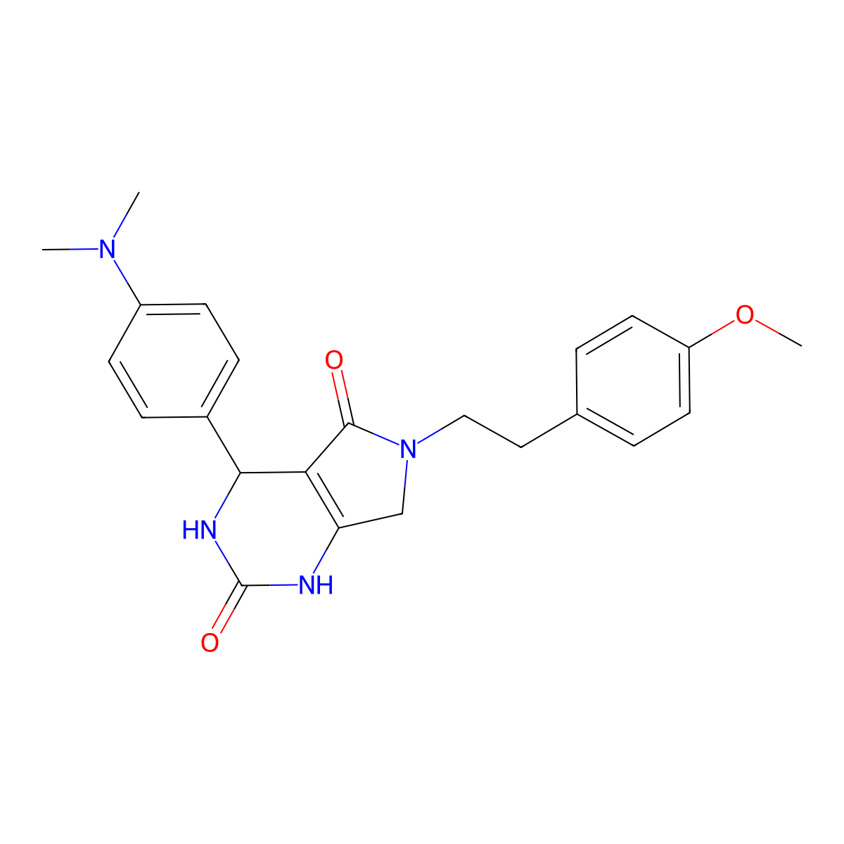 4-(4-(dimethylamino)phenyl)-6-(4-methoxyphenethyl)-3,4,6,7-tetrahydro-1H-pyrrolo[3,4-d]pyrimidine-2,5-dione molecular structure, CAS 1171782-34-5